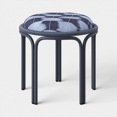 Metal Round Travel Accent Patio Stool Navy Blue - Threshold