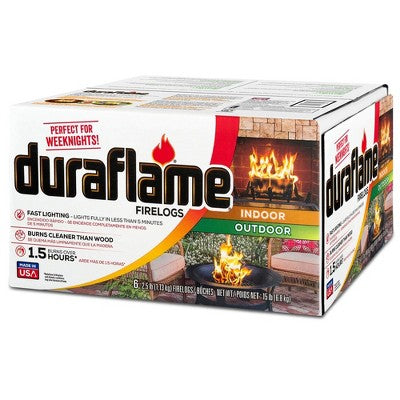 Duraflame 2.5lb Indoor Outdoor Fireplace Fire Pit Firelog 1.5 Hr Burn Time, 6 Pk (LOCAL PICKUP ONLY)