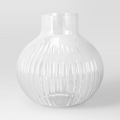Ribbed Round Vase Clear - Room Essentials