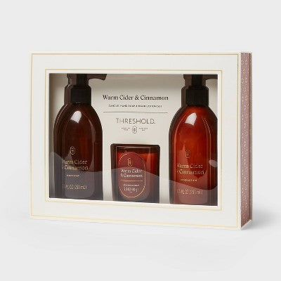Gift Set with Warm Cider Cinnamon Candle, Hand Soap and Hand Lotion - Threshold