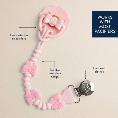 Itzy Ritzy Beaded Pacifier Clip - Bows: Silicone, BPA-Free