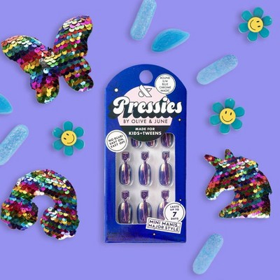 Olive & June Kids' Press-On - S/M - Blue Chrome Magic - 28ct