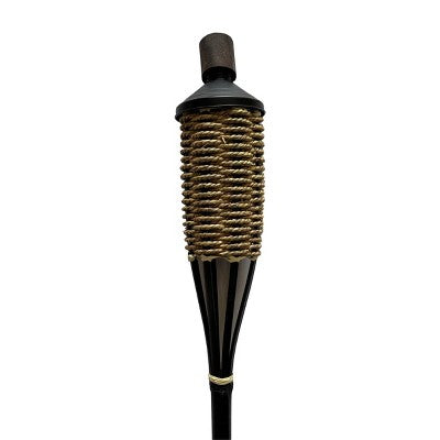 Patio Essentials 60.04" Woven Rope Bamboo Outdoor Torch Natural Wood/Black (LOCAL PICKUP ONLY)
