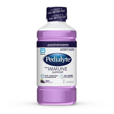Pedialyte Immune Support Electrolyte Solution Hydration Drink - Grape - 33.8 fl oz