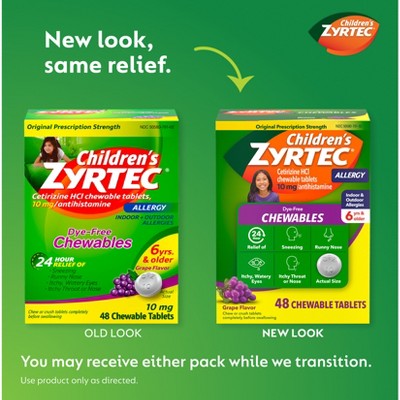 Zyrtec Children's Allergy Dye Free Chewables - Ages 6+ - 10mg - 48ct