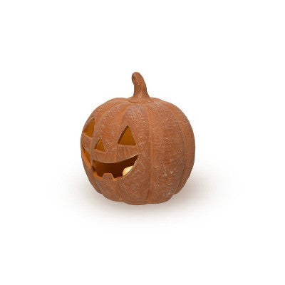 Terracotta Light-Up Pumpkins Orange Jack O'lantern - Bullseye's Playground
