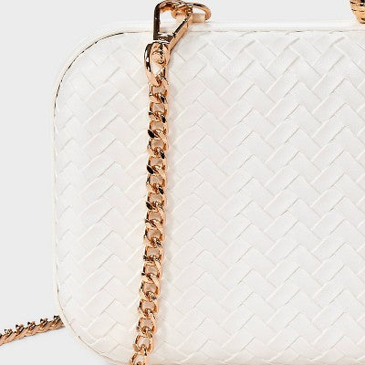 Woven Minaudiere Clutch Crossbody Bag - A New Day Cream