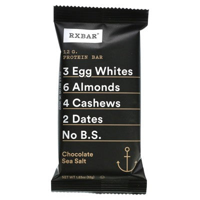 RXBAR Protein Bar, Chocolate Sea Salt, 12 Bars, 1.83 oz (52 g) Each