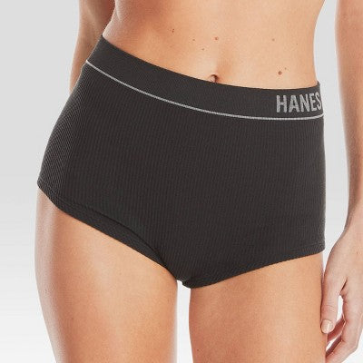 Hanes Originals Women's 3pk Ribbed Boy Shorts - Black/Beige XXL