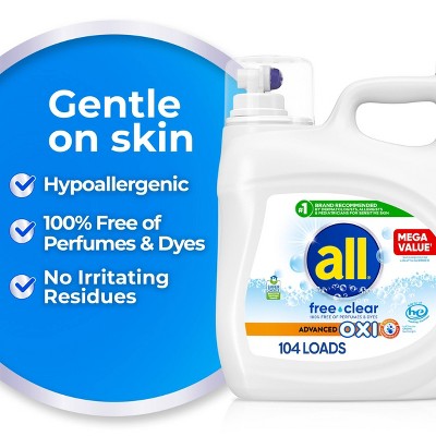 All Unscented Free Clear Advanced Oxi HE Liquid Laundry Detergent 104 Loads - 154 fl oz