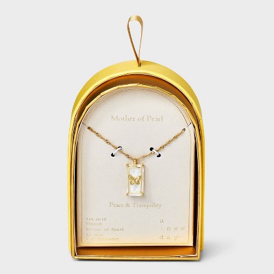 14K Gold Dipped Mother of Pearl Butterfly Tag Pendant Necklace - A New Day Gold