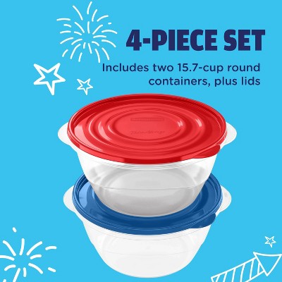 Rubbermaid 2pc TakeAlongs 15.7C/3.7L Serve Bowl Summer Food Storage Containers - Red/Blue