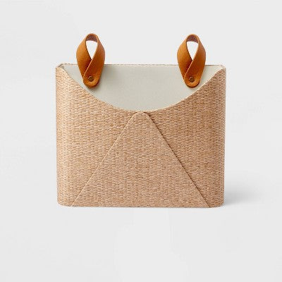 Woven Wall Pocket with Faux Leather Loop Taupe - Threshold: Wall File & Mail Organizer, Office Holder,
