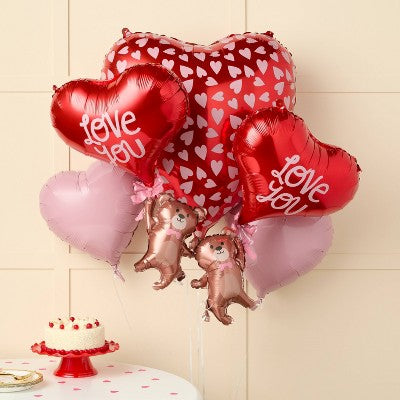 5ct Pre-Inflated Helium Valentine's Day Foil Balloon Bundle - Spritz