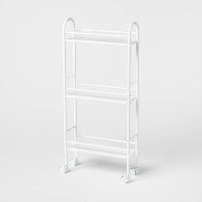 3 Shelf Narrow Storage Cart White - Brightroom