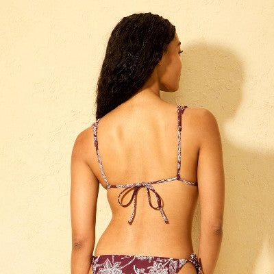 Women's Paisley Print Braided Straps Triangle Bikini Top XL