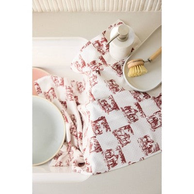 Geometry Kitchen Tea Towel Horse Check Cream