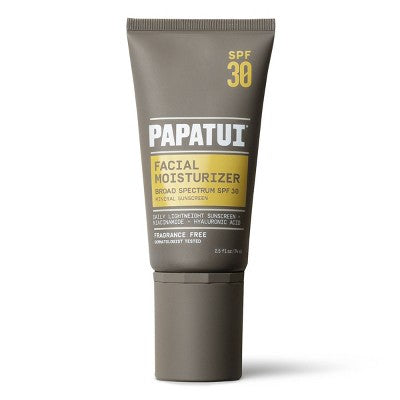 Papatui Men's Broad Spectrum Sunscreen SPF 30 Daily Facial Moisturizer with Zinc Oxide - 2.5oz: Unscented, Mineral Sunscreen Cream
