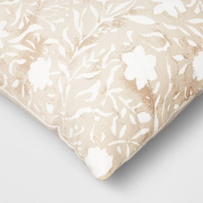 Floral Printed Square Throw Pillow Khaki - Threshold