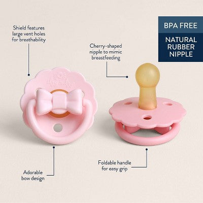 Itzy Ritzy Rubber Pacifiers 0-6m - Bows - 2pk: BPA-Free