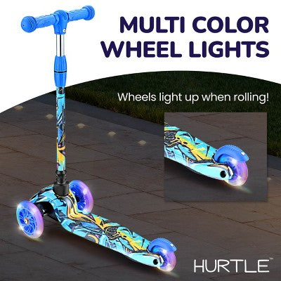 Mini Kickboard Scooter for Kids Ages 2-5 with LED Light Wheels, Adjustable Height, Fun Graffiti Design