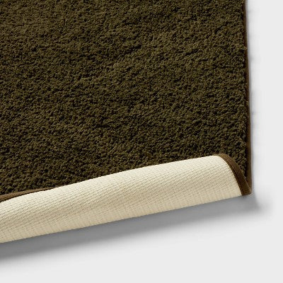 20"x34" Performance Plus Plush Non Skid Bath Rug Dark Green - Threshold