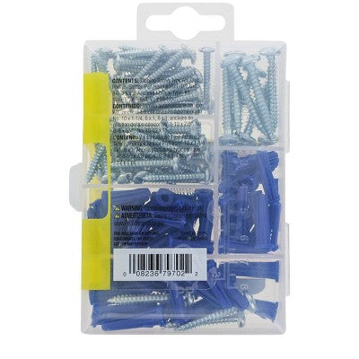 Hillman 72pc Plastic Anchors with Screws Kit