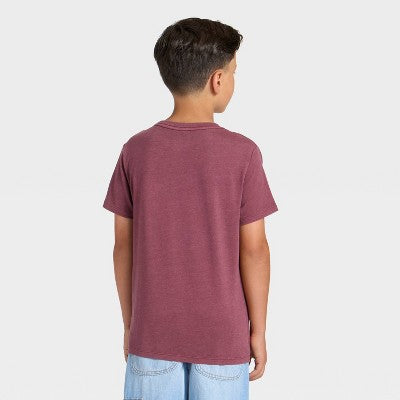 Boys' Short Sleeve Washed Pocket T-Shirt - Cat & Jack Berry Red S