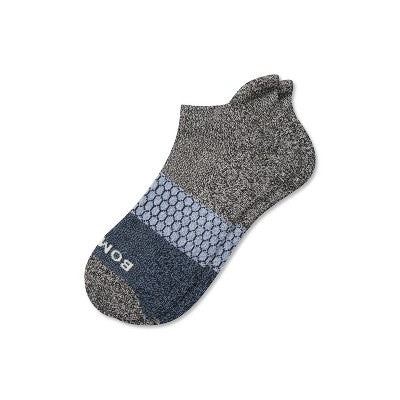 Bombas Men's Tri-Block Ankle Socks - Marled Midnight/Soft Blue