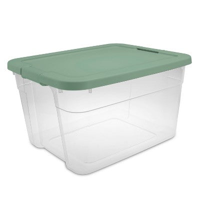 66qt Latching Storage Box Versatile Green Lid and Latch Clear - Brightroom (LOCAL PICKUP ONLY)