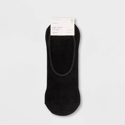 Women's 3pk Liner Socks - A New Day Black/Charcoal/White 4-10