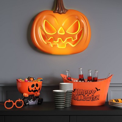 3L Plastic 'Happy Halloween' Beverage Tub Orange - Hyde and EEK! Boutique