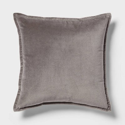 Velvet Reverse Oblong Dec Pillow Dark Gray - Threshold: Cotton Fabric, Indoor Square Shape, Sewn Seam Closure