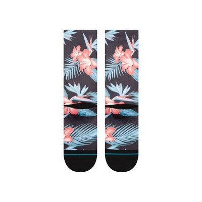 STANCE x WADE Men's Floral Print Wavy Screen Crew Socks - Gray/Pink 6-12