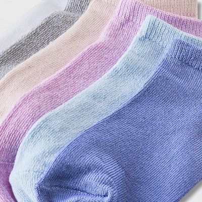 Girls' 6pk 'Marled' Super Soft No Show Socks - Cat & Jack Purple/Pink/Gray M