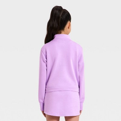 Girls' Airy Sleek 1/2 Zip Sweatshirt All In Motion Lilac Purple M