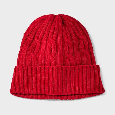 Men's Cable Knit Beanie - Goodfellow & Co Red One Size Fits Most