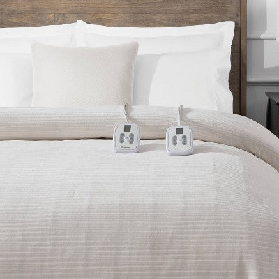 Brookstone Full/Queen Heated Chenille Knit Blanket Ivory