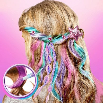 GenMe Rainbow Hair Chalk Studio: Styling Set with Gemstones & Fashion Clip for All Hair Types