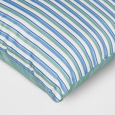 17"x17" Striped Reversible Square Outdoor Pillow Green - Room Essentials