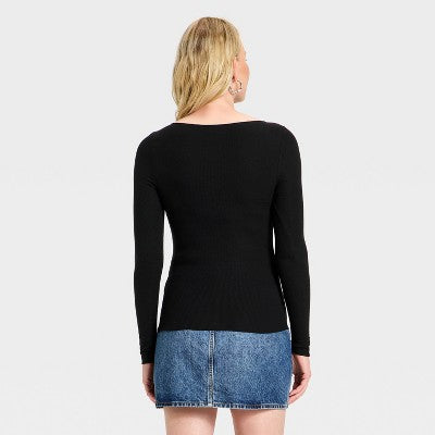 Women's Long Sleeve Blouse - Universal Thread Black XS
