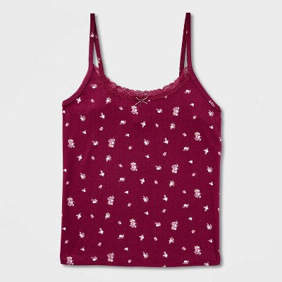 Women's Tank Top - Wild Fable Burgundy Floral S