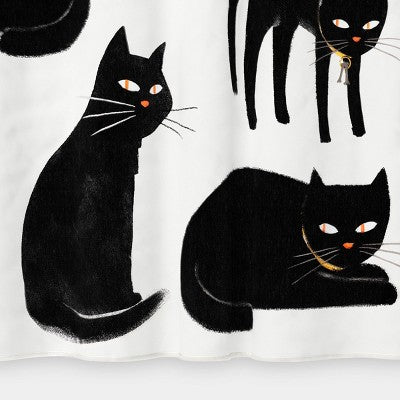 Halloween Glow in the Dark Black Cats Fabric Shower Curtain - Hyde and EEK! Boutique