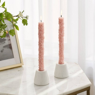 2pk Hydrangea Floral Shaped Taper Candle Set Pink - Threshold