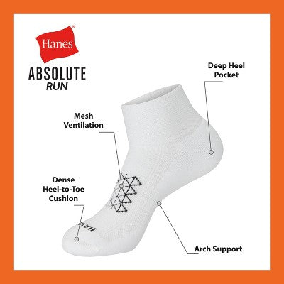 Hanes Men's Absolute Run Ankle Socks 3pk - Blue/White/Black 6-12