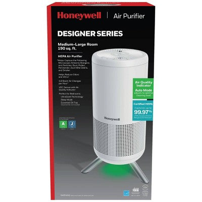 Honeywell Designer Series HEPA Tower White HPA830W: Air Purifier, 3 Settings, 100-300 sq. ft., AHAM & Energy Star Certified
