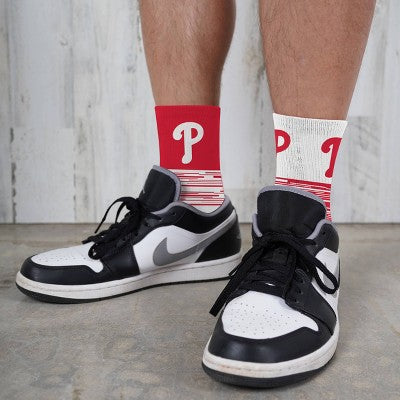MLB Philadelphia Phillies Youth Quarter Socks - 2pk: Cushioned Heel & Toe, Team Logo