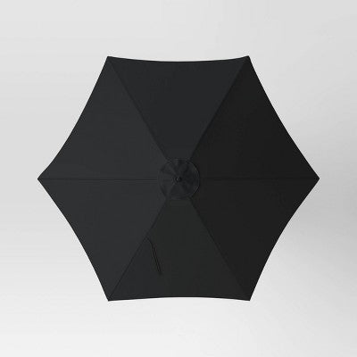 9' Round Outdoor Patio Market Umbrella Black with Black Pole - Room Essentials: Fade-Resistant, Crank Lift, Push-Button Tilt (LOCAL PICKUP ONLY)