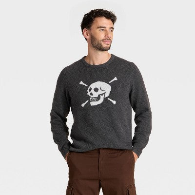 Men's Skull & Bones Crewneck Sweater L