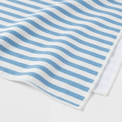 2pc Quick Dry Striped Waffle Oversize Bath Towel Blue - Room Essentials